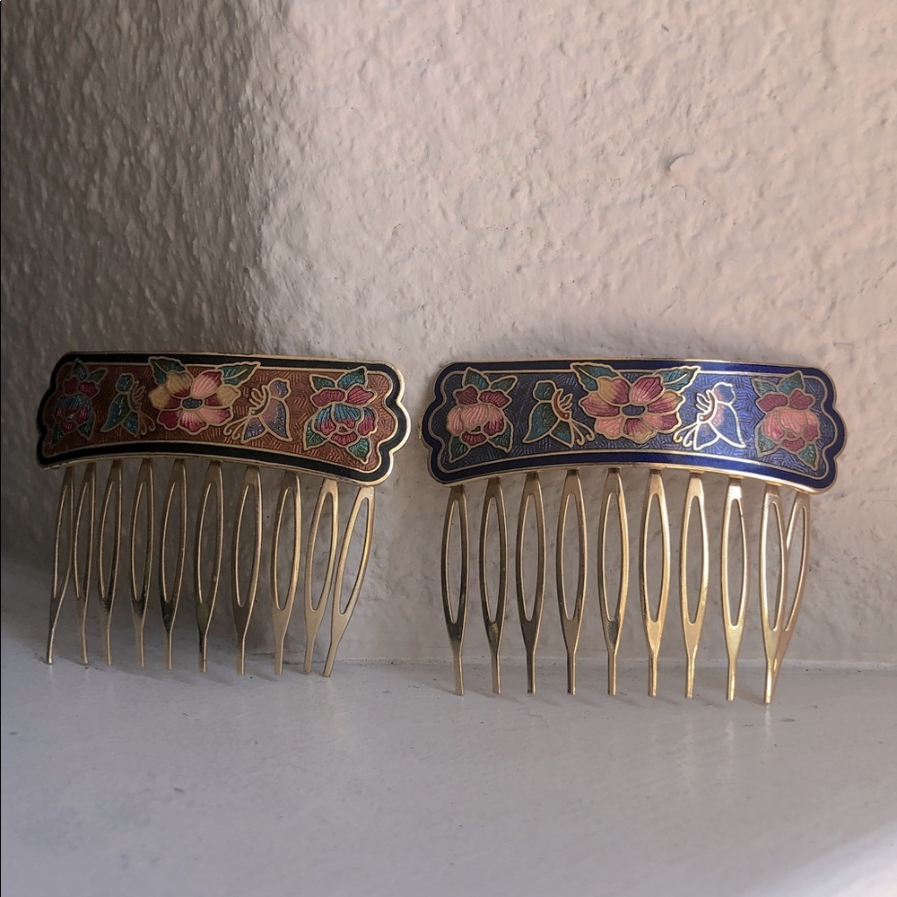 Floral Gold Hair Combs